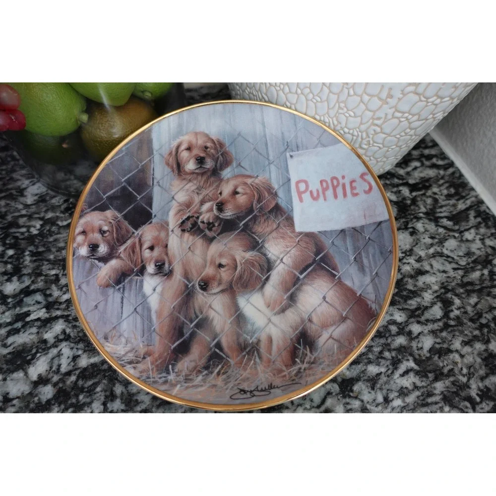 Vintage fine Porcelain Adopt a‎ Puppy Decorative plate